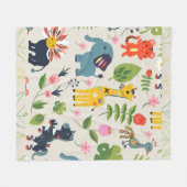 Tier Jungle Pastel Leaf Muster Fleecedecke (Vorderseite (Horizontal))