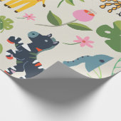 Tier Jungle Pastel Leaf Muster Geschenkpapier (Ecke)