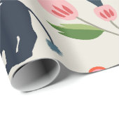 Tier Jungle Pastel Leaf Muster Geschenkpapier (Rolleneckpunkt)