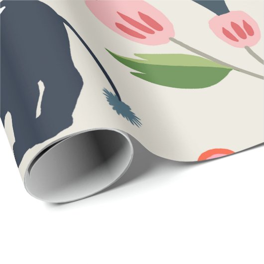 Tier Jungle Pastel Leaf Muster Geschenkpapier (Rolleneckpunkt)