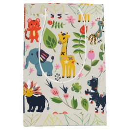Tier Jungle Pastel Leaf Muster Mittlere Geschenktüte