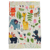 Tier Jungle Pastel Leaf Muster Mittlere Geschenktüte (Rückseite)
