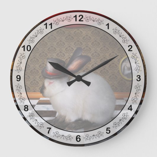 Tier - Kaninchen - Umkehrung Große Wanduhr (Vorderseite)