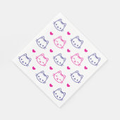 Tier Katzen Gesicht Herzen Muster Süßes Mittagesse Serviette (Ecke)