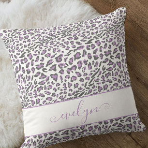Tier-Löwenprint lila grau weiß personalisiert Kissen