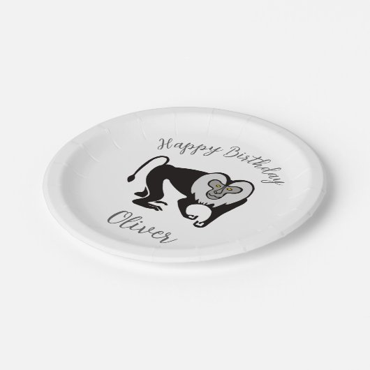 Tier - Löwenschwanz MACAQUE - Wildtiere - Party Pappteller (Schrägansicht)