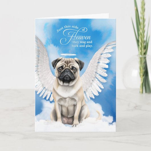 Tier-Mitleid Verlust eines Hund Pug Engel Karte (Vorderseite)