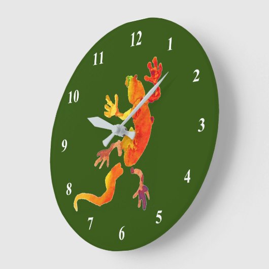 Tier-Öko Gecko-Eidechsenreptil Große Wanduhr (Winkel)