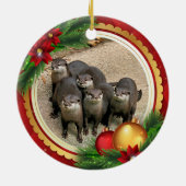 Tier-Otter-niedliche Weihnachtstiere Keramik Ornament (Hinten)