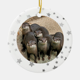 Tier-Otter spielt Weihnachtsverzierung die Keramikornament