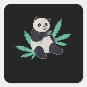 Tier Panda Weed Stoner Geschenk Quadratischer Aufkleber