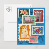 Tier-Postage-Stempel-Postkarten Feiertagspostkarte (Vorne/Hinten)