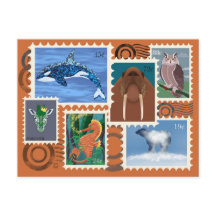 Tier-Postage-Stempel-Postkarten