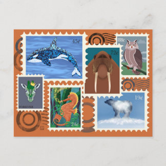 Tier-Postwertzeichen Postkarte 10er-Pack