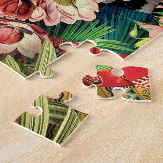 Tier Print and Tropical Floral Abstract Pattern Puzzle (Seite)