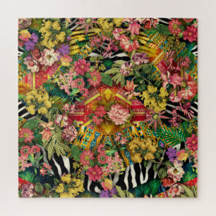 Tier Print and Tropical Floral Abstract Pattern Puzzle