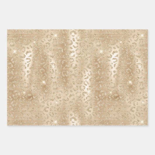 Tier Print Gold Glitter Geschenkpapier Set (Vorderseite 3)