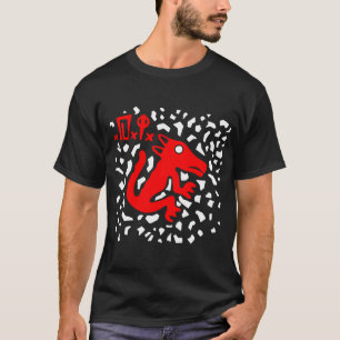 Tier rote Silhouette mit weißem Muster T-Shirt