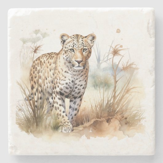 Tier Safari Leopard Steinuntersetzer (Vorderseite)