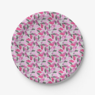 Tier-Silhouette-Tarnung Rosa Pappteller