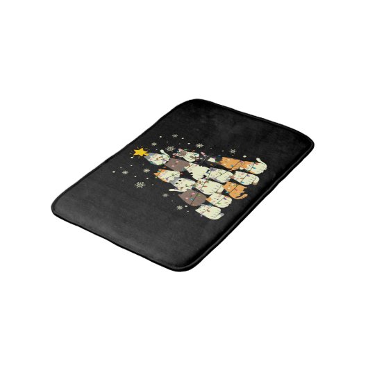 Tier sitzen im Schnee mit Lichtern Weihnachten Badematte (Schrägansicht)