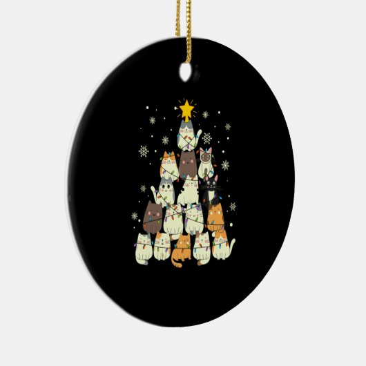 Tier sitzen im Schnee mit Lichtern Weihnachten Keramik Ornament (Rechts)