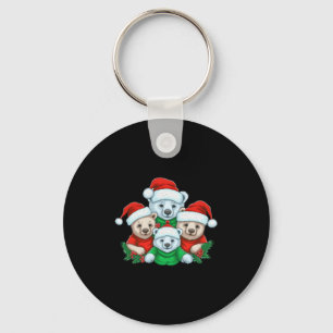 Tier sitzen im Schnee mit Lichtern Weihnachten Schlüsselanhänger