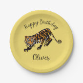 Tier - TIGER - Happy Birthday - Gelbe Papierplatte Pappteller (Vorderseite)