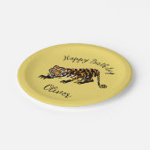 Tier - TIGER - Happy Birthday - Gelbe Papierplatte Pappteller (Schrägansicht)