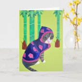 Tier überquert Bamboo-Katze Karte (Gelbe Blume)