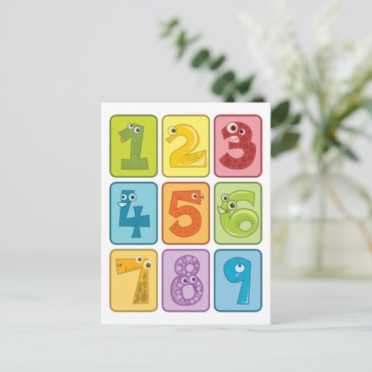 Tier und Anzahl Postkarte (Stehend Vorderseite)