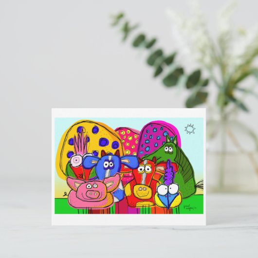 "Tier- und Baum" Superpostkarte Postkarte (Stehend Vorderseite)