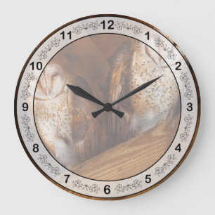 Tier - Vogel - Ein paar Schleiereulen Große Wanduhr