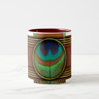 Tier - Vogelgeflügel - Pfauenfeder Zweifarbige Tasse