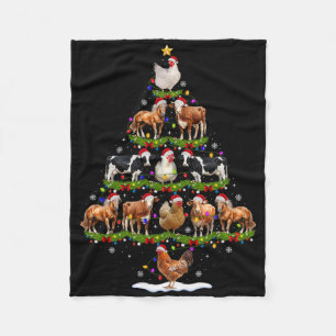 Tier-Weihnachtsbaum-Lichter Huhn Kuh Ziege Bauernh Fleecedecke