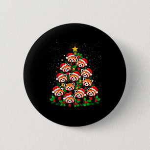Tier-Weihnachtsbaum-Santa-Hut Roter Panda Weihnach Button