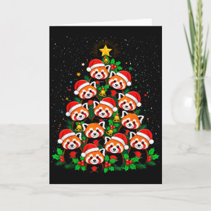 Tier-Weihnachtsbaum-Santa-Hut Roter Panda Weihnach Karte