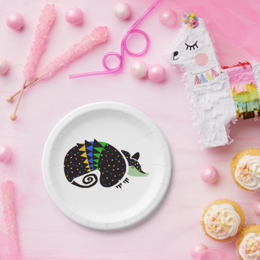 Tier - Wildtiere - Coole handgezeichnete ARMADILLO Pappteller (Party)