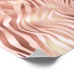 Tier Zebra Streifen Helles Rosa Golden Bronze Poster