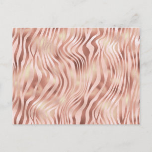 Tier Zebra Streifen Helles Rosa Golden Bronze Postkarte