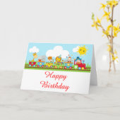 Tier-Zirkus-Zug-Kinder-Geburtstag Karte (Gelbe Blume)