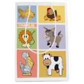 Tierabbildungen individuelle Name Kindergeschenkta Mittlere Geschenktüte (Vorderseite)