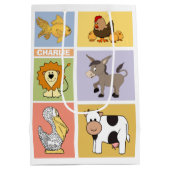 Tierabbildungen individuelle Name Kindergeschenkta Mittlere Geschenktüte (Rückseite)