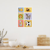 Tierabbildungen individuelle Name Kinderposter Poster (Küche)