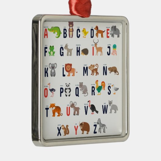 TierABCs - Alphabet Silbernes Ornament (Rechts)