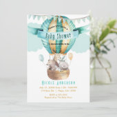 Tierabenteuer Watercolor Boho Babydusche Einladung (Stehend Vorderseite)