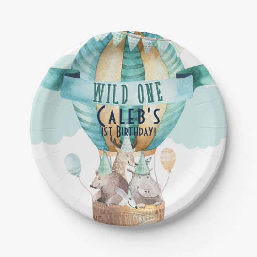Tierabenteuer Watercolor Boho WILD ONE 1 1 Pappteller (Vorderseite)