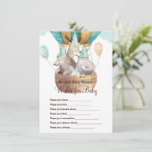 Tierabenteuer-Wünsche für Baby-Dusche Einladung (Stehend Vorderseite)