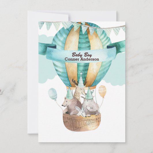 Tierabenteuer-Wünsche für Baby-Dusche Einladung (Rückseite)