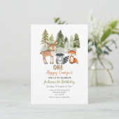 Tierabenteuercamper Geburtstagsveranstaltung Einladung (Stehend Vorderseite)